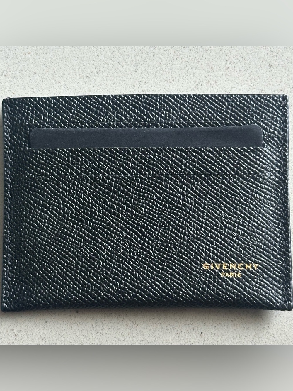 Givenchy Black Grained Calfskin Leather Slim Card Holder Wallet Authentic NEW